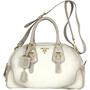 Prada White Medium Deerskin Dual Top Handbag