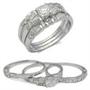 CZ WEDDING RINGS - Sterling Silver Triple Baguette and Round CZ Wedding Sets size 7 CZ WEDDING RINGS - Sterling Silver Triple Baguette and Round CZ Wedding Sets size 7
